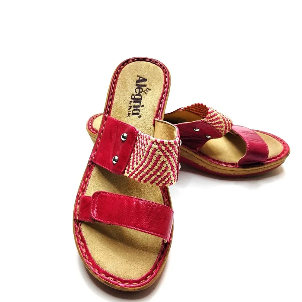 Alegria Lana Sandals Wedge Leather Size EU 37 US 6.5  Pink Fuchsia LAN-105